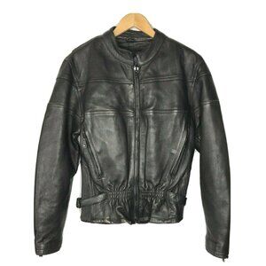 UNIK Ultra Heavy LEATHER Motorcycle Zip Buckle Lined Jacket Womens Size S Black